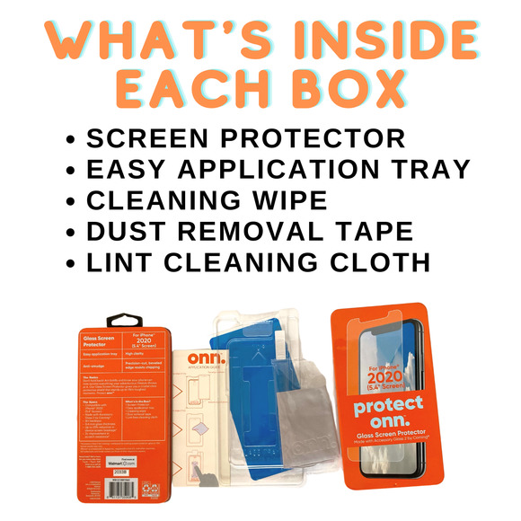 NEW-SET of 2 ONN  5.4 inch Glass Screen Protectors iPhone 2020 12 Mini - Picture 4 of 9